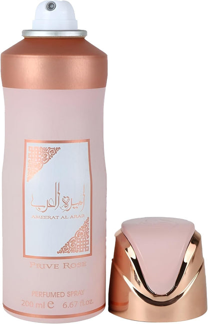 Perfume Spray Corporal Ameerat Al Arab Prive Rose Feminino 200ml