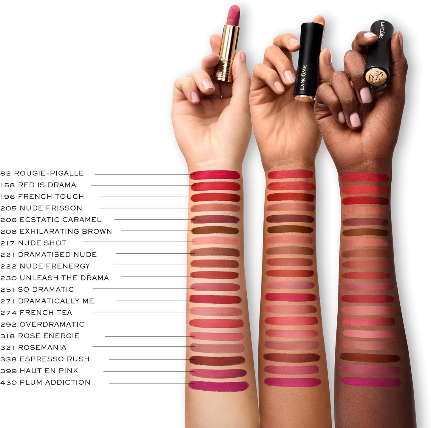 Lancôme, Batom, L'Absolu Rouge Drama Matte, Até 8 horas de duração
