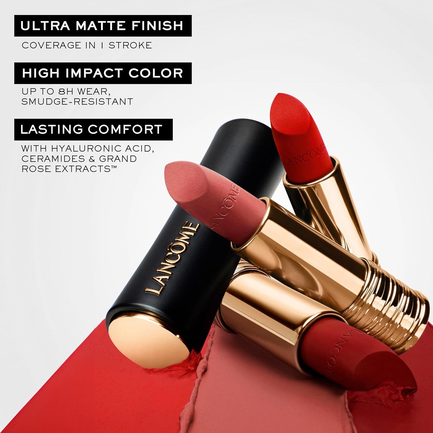 Lancôme, Batom, L'Absolu Rouge Drama Matte, Até 8 horas de duração