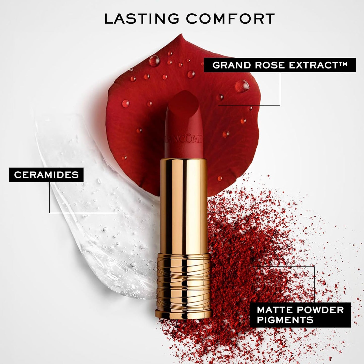 Lancôme, Batom, L'Absolu Rouge Drama Matte, Até 8 horas de duração